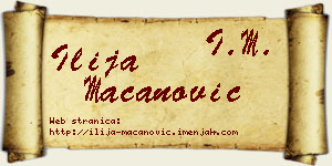 Ilija Macanović vizit kartica